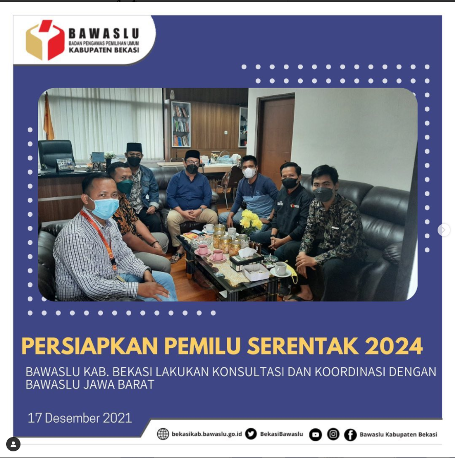 Persiapan menghadapi Pemilu dan/atau Pemilihan Serentak tahun 2024, Divisi Penyelesaian Sengketa Bawaslu Kab. Bekasi lakukan konsultasi dan koordinasi dengan Bawaslu Jawa Barat