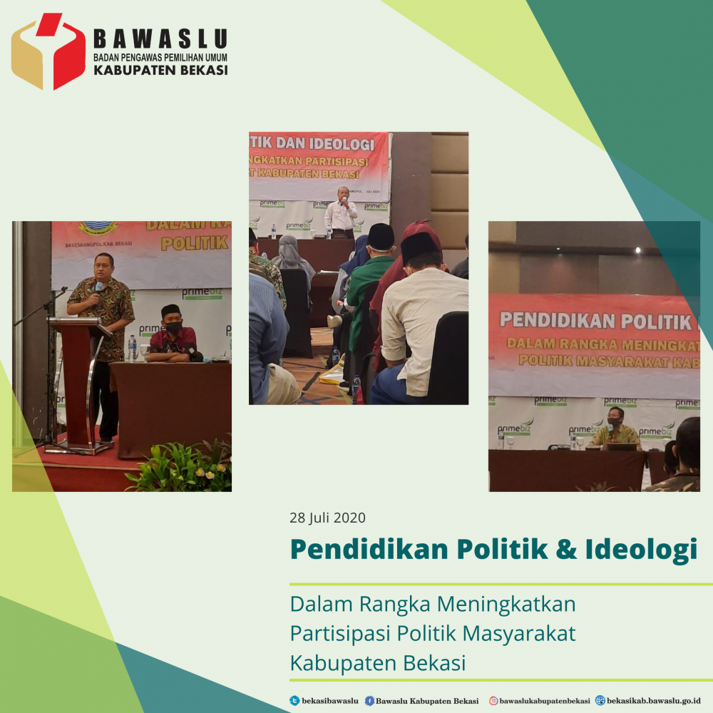 Kerjasama Bakesbangpol, Bawaslu dan KPU Kab. Bekasi mengadakan pendidikan politik dan ideologi bagi masyarakat Kabupaten Bekasi