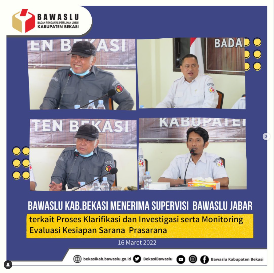  Supervisi "Proses Klarifikasi dan Investigasi serta Monitoring Evaluasi Kesiapan Sarana Prasarana" oleh Bawaslu Jawa Barat