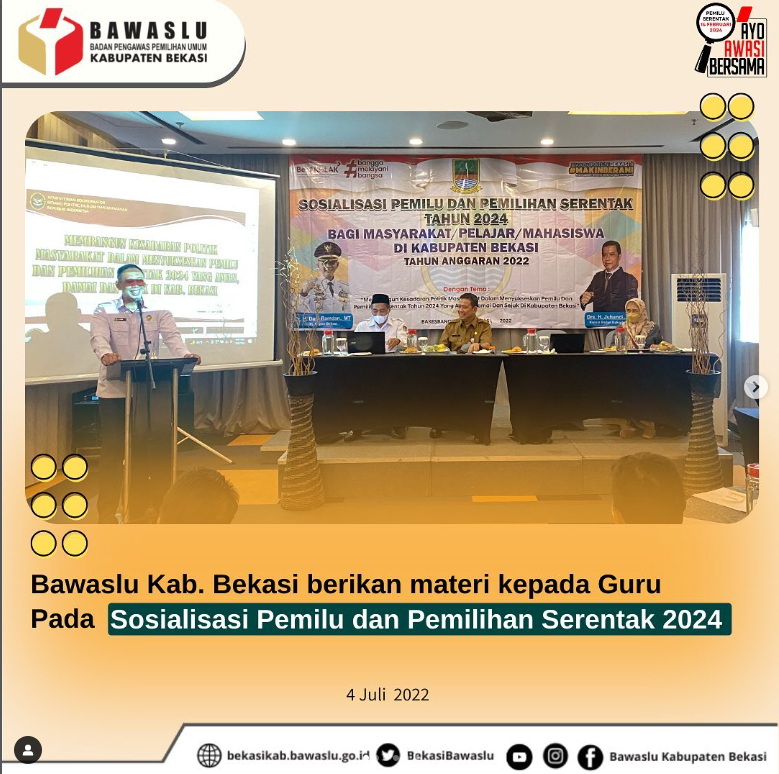 Sosialisasi Pemilu dan Pemilihan Serentak Tahun 2024 bagu Masyarakat/Pelajar/Mahasiswa di Kabupaten Bekasi