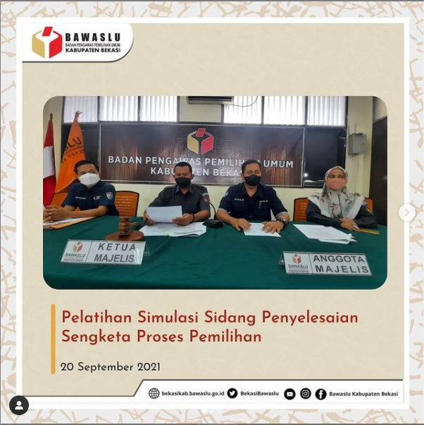 Lakukan Pelatihan sidang Adjudikasi Penyelesaian Sengketa, Bawaslu Kabupaten Bekasi siap untuk simulasi musyawarah penyelesaian sengketa
