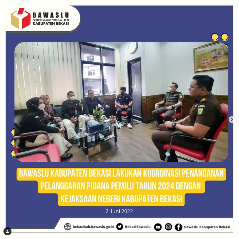 Koordinasi Penanganan Pelanggaran Pidana Pemilu Tahun 2024 dengan Kejaksaan Negeri Kabupaten Bekasi