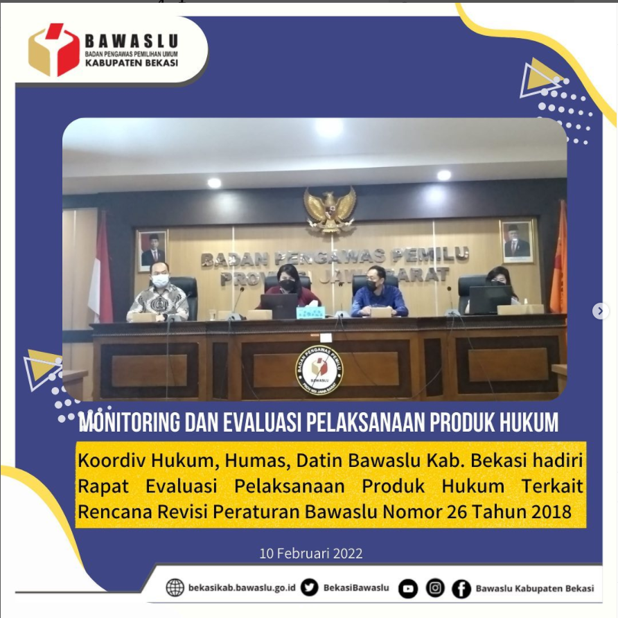 Rapat Evaluasi Pelaksanaan Produk Hukum Terkait Rencana Revisi Perbawaslu tentang Tata Cara Pemberian Bantuan Hukum di Lingkungan Badan Pengawas Pemilihan Umum