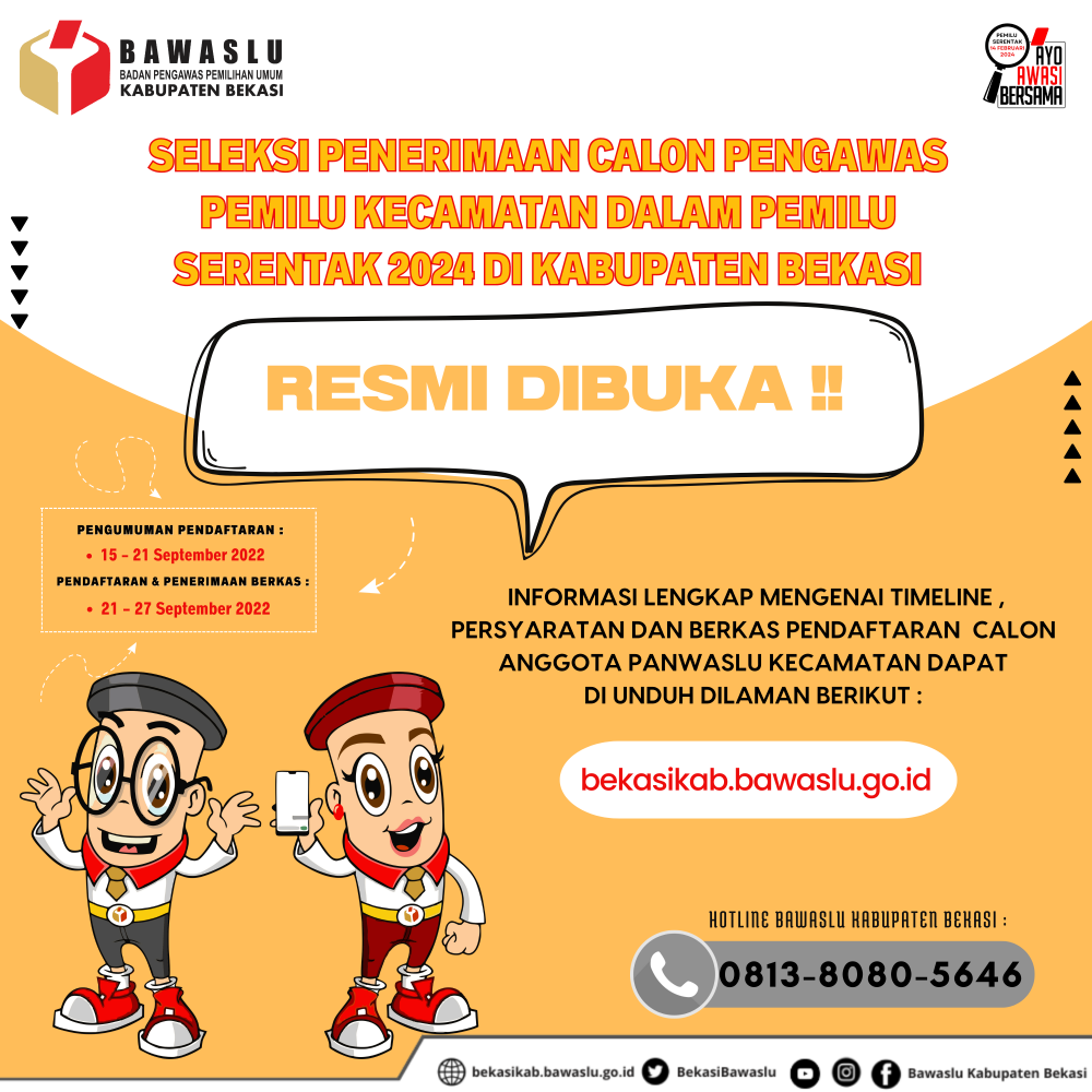 Seleksi Penerimaan Calon Pengawas Pemilu Kecamatan dalam Pemilu Serentak 2024 di Kabupaten Bekasi