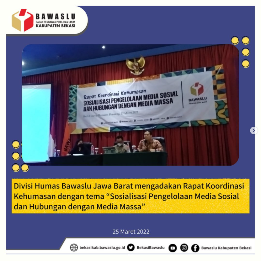 Rapat Koordinasi Kehumasan dengan tema Ã¢â‚¬Å“Sosialisasi Pengelolaan Media Sosial dan Hubungan dengan Media MassaÃ¢â‚¬Â 