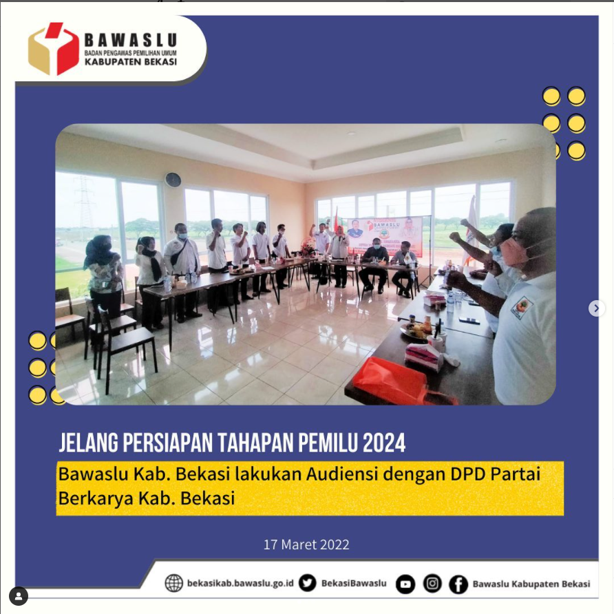 Audiensi dengan DPD Partai Berkarya Kab. Bekasi terkait program pengawasan dengan DPD Partai Berkarya Kabupaten Bekasi
