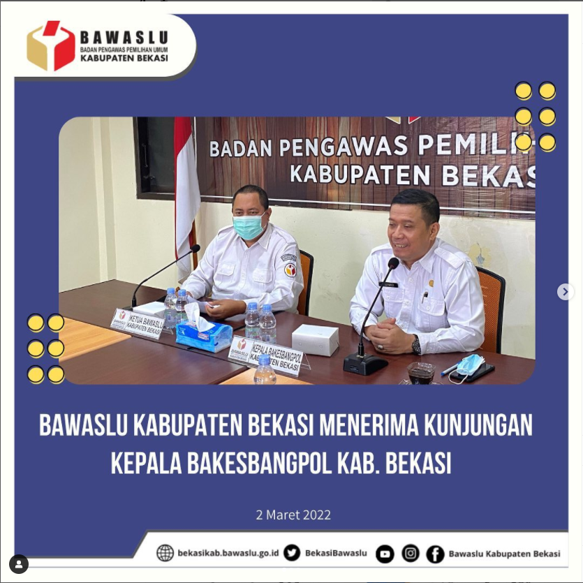 Bakesbangpol Kunjungi Bawaslu kabupaten Bekasi