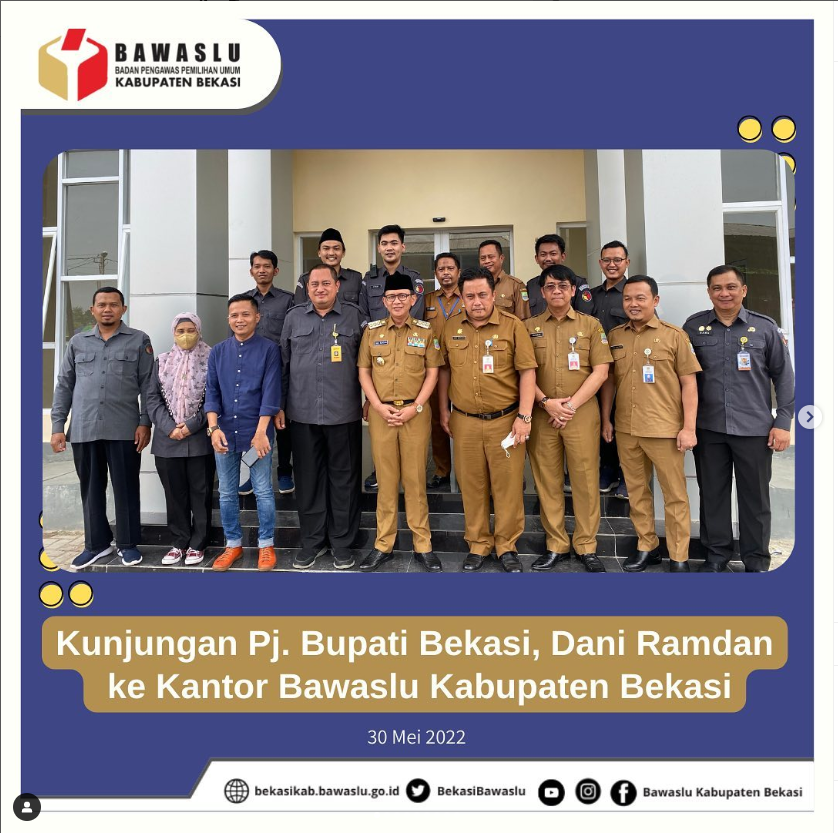 Kunjungan Pj. Bupati Bekasi, Dr. H. Dani Ramdan, MT beserta jajarannya di Kantor Sekretariat Bawaslu Kabupaten Bekasi