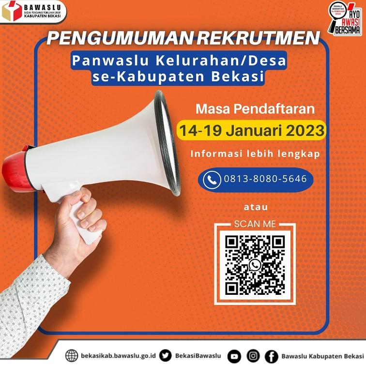 PENGUMUMAN REKRUTMEN PANWASLU KELURAHAN/DESA SE-KABUPATEN BEKASI