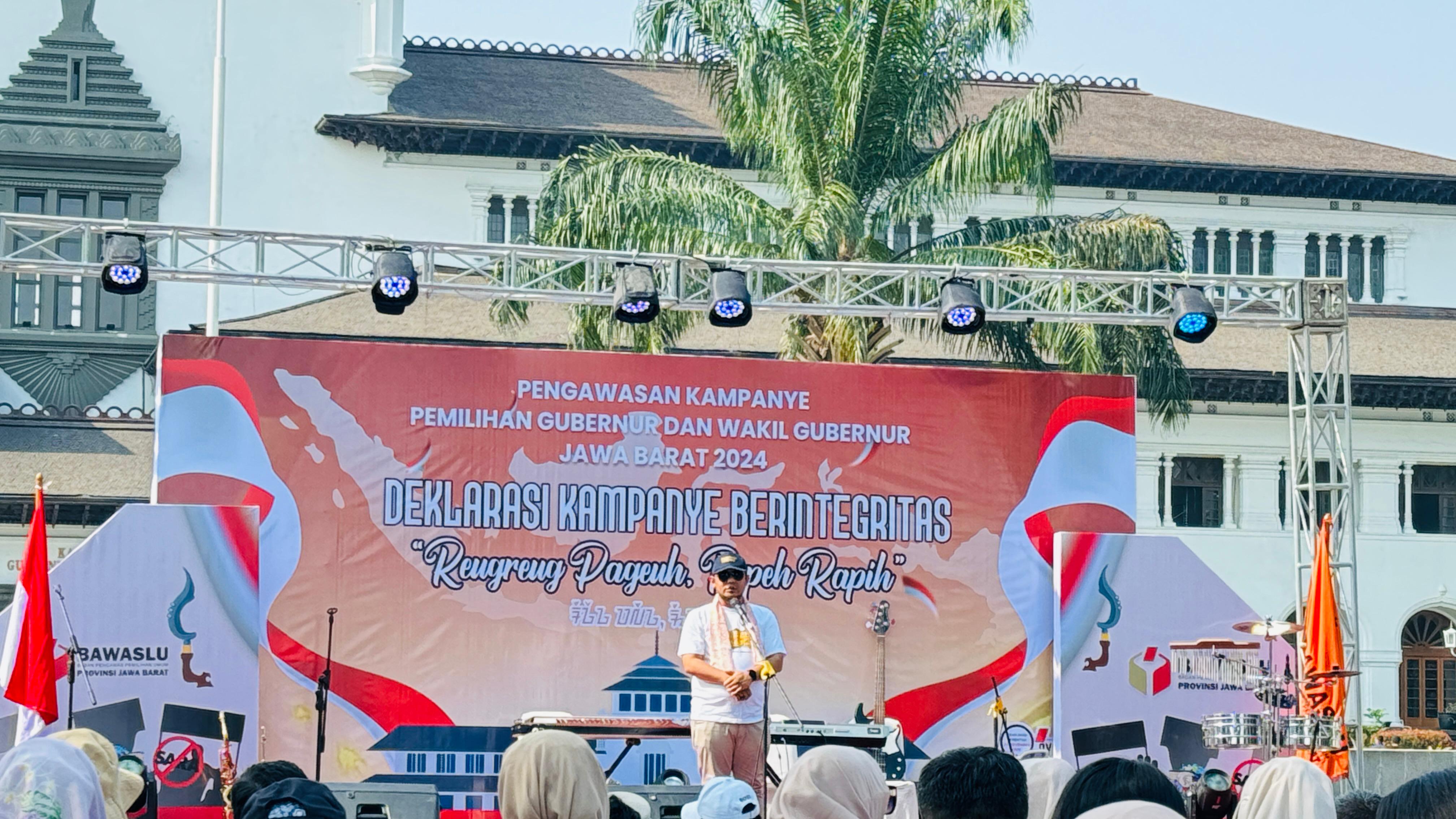 Sambutan Ketua Bawaslu Jawa Barat pada Acara Deklarasi Kampanye Berintegritas, yang di gelar di Depan Gedung Sate, Minggu (6/10/2024).