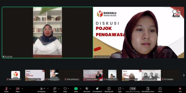 Anggota Bawaslu Jawa Barat, Hj. Nuryamah, berikan arahan dalam webinar diskusi bulanan Pojok Pengawasan yang digelar secara daring, pada Senin (6/10/25).