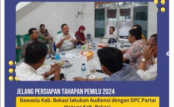 Audiensi dengan DPC Partai Hanura Kab. Bekasi terkait program pengawasan di Kantor DPc Partai Hanura Kab. Bekasi