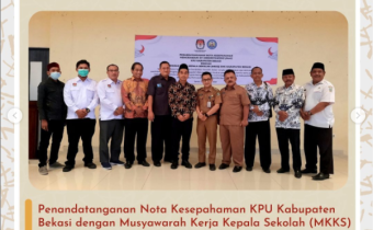 Penandatanganan Nota Kesepahaman KPU Kabupaten Bekasi dengan Musyawarah Kerja Kepala Sekolah (MKKS) SMK Kabupaten Bekasi