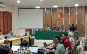 Suasana Rapat Koordinasi Penanganan Pelanggaran Gelombang I di Aula Kantor Bawaslu Kabupaten Bekasi, Minggu (31/3/2024).