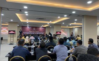Rapat Pleno Terbuka Penetapan Daftar Pemilih Sementara (DPS) pada Pemilihan Serentak Tahun 2024 yang di gelar oleh KPU Kabupaten Bekasi di Hotel Harper Cikarang, Sabtu (10/8/2024).