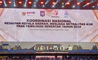 Bawaslu Kabupaten Bekasi hadiri Rapat Koordinasi Nasional (Rakoornas) Kesiapan Kepala Daerah Menjaga Netralitas ASN pada Pemilihan Serentak Tahun 2024 yang di gelar Bawaslu RI di Jakarta, Selasa (17/9/2024).