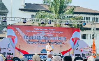 Sambutan Ketua Bawaslu Jawa Barat pada Acara Deklarasi Kampanye Berintegritas, yang di gelar di Depan Gedung Sate, Minggu (6/10/2024).
