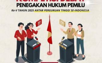 Bawaslu RI kembali menyelenggarakan ajang intelektual bergengsi bagi mahasiswa, yaitu Kompetisi Debat Penegakan Hukum Pemilu V Tahun 2025. Perhelatan bertajuk “Penguatan Penegakan Hukum Pemilu”.